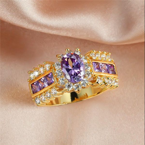 wedding rings luxury female purple oval crystal ring charm gold color for women promise love flower engagement, Slivery;golden
wedding rings luxury female purple oval crystal ring charm gold color for women promise love flower engagement, Slivery;golden