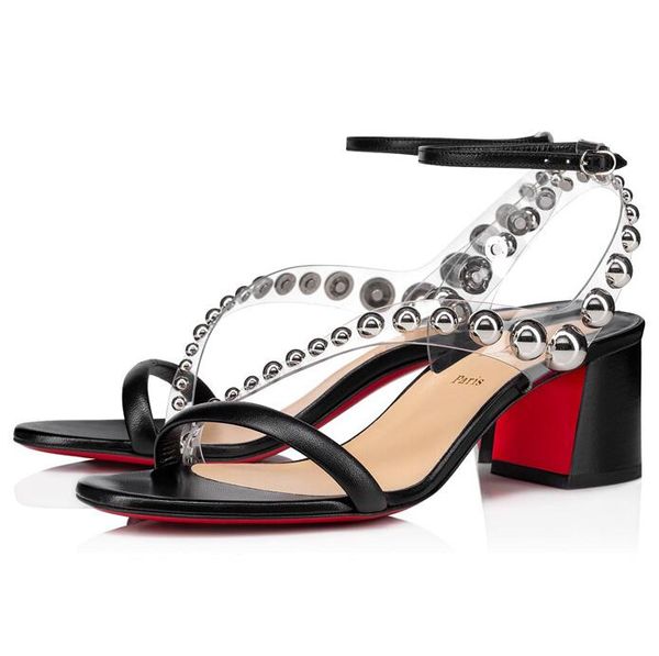 luxurious summer corrine sliver studded & pvc strap sandals ladies red bottom women's chunky heels studded sandalias elegant wedding dr, Black
luxurious summer corrine sliver studded & pvc strap sandals ladies red bottom women's chunky heels studded sandalias elegant wedding dr, Black