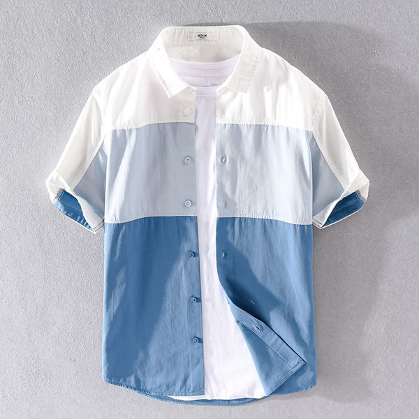 2021 new style color patchwork brand cotton short sleeve shirts for men fashion casual shirt mens chemise overhemd v19m, White;black
2021 new style color patchwork brand cotton short sleeve shirts for men fashion casual shirt mens chemise overhemd v19m, White;black
