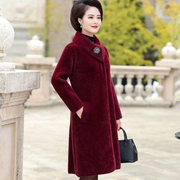 women's wool & blends 2021 winter jacket mink fleece faux fur woolen coats mid-length large size thick warm female outwear plus m-5xl, Black
women's wool & blends 2021 winter jacket mink fleece faux fur woolen coats mid-length large size thick warm female outwear plus m-5xl, Black