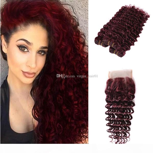 9a unprocessed brazilian human virgin hair with lace closure 4pcs lot pure color #99j wine red deep wave hair bundles with closure, Black;brown
9a unprocessed brazilian human virgin hair with lace closure 4pcs lot pure color #99j wine red deep wave hair bundles with closure, Black;brown