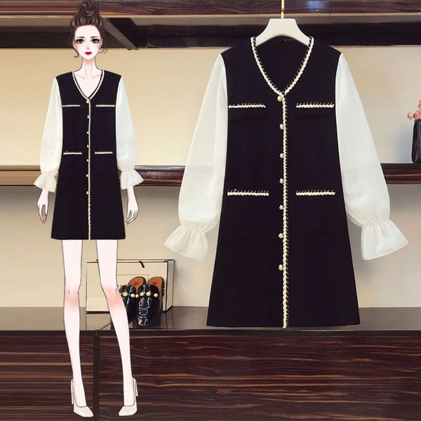big size women's dress in early autumn 2020 new fat sister high end dress to cover belly and reduce age, loose temperament and thin, Black;gray
big size women's dress in early autumn 2020 new fat sister high end dress to cover belly and reduce age, loose temperament and thin, Black;gray