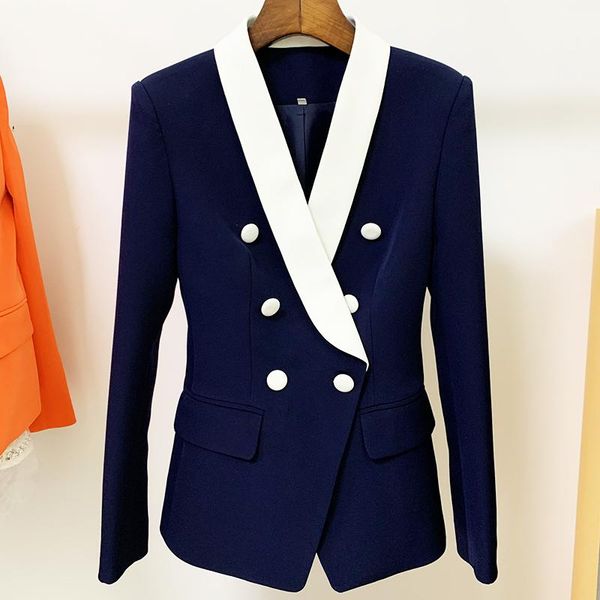 women's suits & blazers high street est 2021 fashion designer jacket double breasted color block shawl collar blazer, White;black
women's suits & blazers high street est 2021 fashion designer jacket double breasted color block shawl collar blazer, White;black