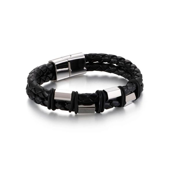 charm bracelets 2021 french jewelry stainless steel clasp weave black personality width 11mm 2 layer leather cord bracelet multi loop 20cm, Golden;silver
charm bracelets 2021 french jewelry stainless steel clasp weave black personality width 11mm 2 layer leather cord bracelet multi loop 20cm, Golden;silver