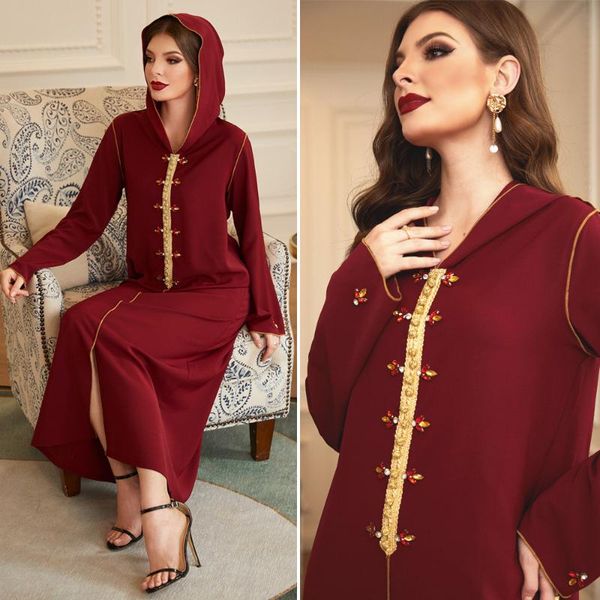 ethnic clothing dark red gold trim hand-sewn rhinestone hooded robe abaya muslim women's
ethnic clothing dark red gold trim hand-sewn rhinestone hooded robe abaya muslim women's