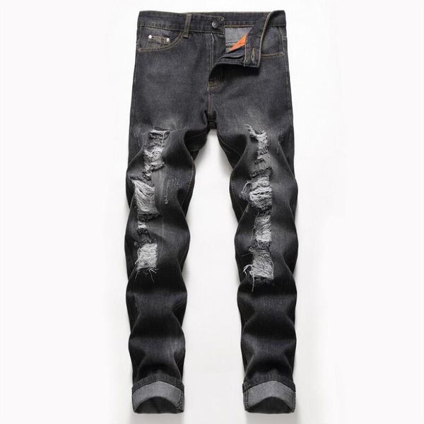 big washed ripped jeans straight leg size fashion classic biker slim fit blue solid hole designer hip hop retro denim mens pants jb2 bfckh, Black
big washed ripped jeans straight leg size fashion classic biker slim fit blue solid hole designer hip hop retro denim mens pants jb2 bfckh, Black
