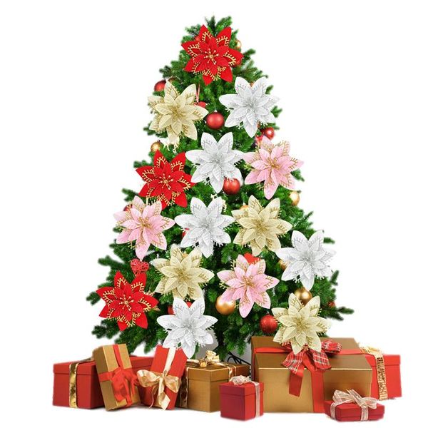 decorative flowers & wreaths 3/5/10pcs glitter artificial poinsettia diy christmas tree ornament flower for home year party gift navidad dec
decorative flowers & wreaths 3/5/10pcs glitter artificial poinsettia diy christmas tree ornament flower for home year party gift navidad dec
