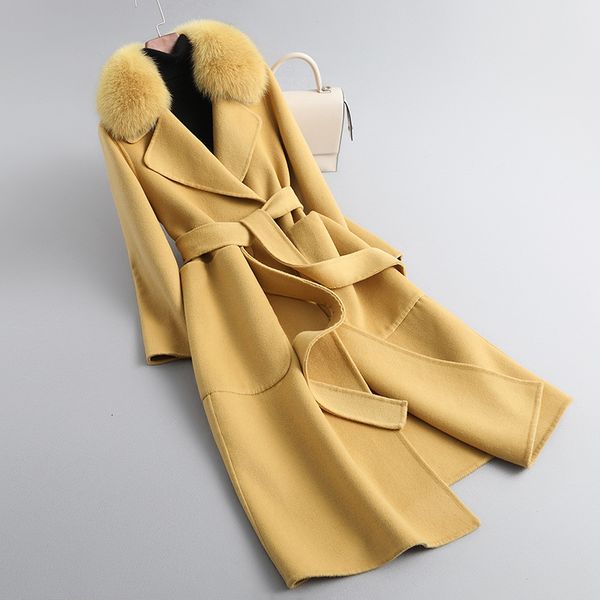 women's jackets real fur coat natural female collar medium length double cashmere wool combines outwear with belt, Black;brown
women's jackets real fur coat natural female collar medium length double cashmere wool combines outwear with belt, Black;brown