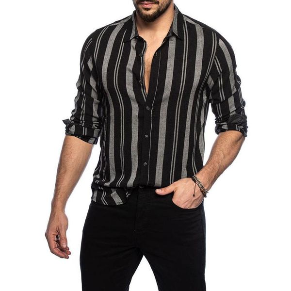 men's casual shirts striped long sleeve shirt men breathable soft slim fit botton down clothing thin office business for camisa masculi, White;black
men's casual shirts striped long sleeve shirt men breathable soft slim fit botton down clothing thin office business for camisa masculi, White;black