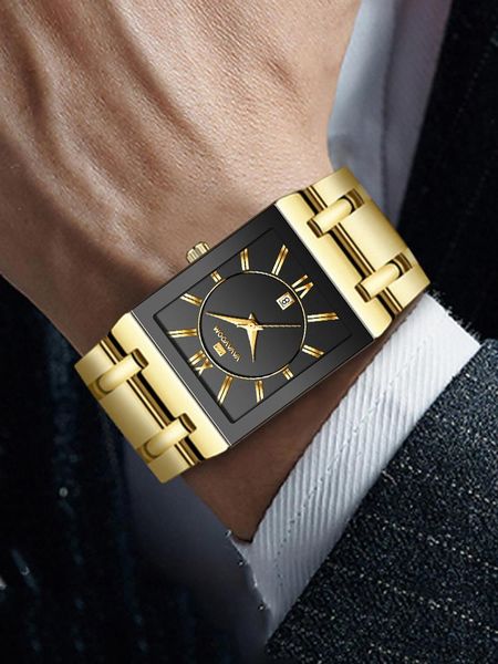 wristwatches men's watch simple fashion black face silver belt rectangular stainless steel calendar waterproof quartz relogio masculino, Slivery;brown
wristwatches men's watch simple fashion black face silver belt rectangular stainless steel calendar waterproof quartz relogio masculino, Slivery;brown