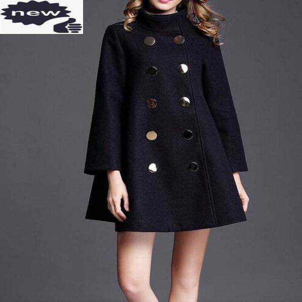 women's wool & blends fashion plus size winter women long coats double breasted woolen jacket poncho autumn cashmere coat, Black
women's wool & blends fashion plus size winter women long coats double breasted woolen jacket poncho autumn cashmere coat, Black