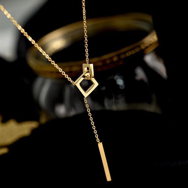 chains titanium steel fashion woman necklace gold simple and versatile tassel clavicle valentine's day gift, Silver
chains titanium steel fashion woman necklace gold simple and versatile tassel clavicle valentine's day gift, Silver