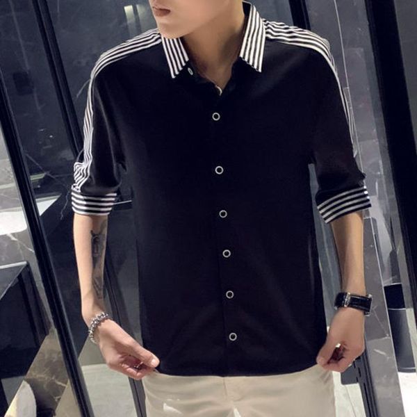 men's casual shirts 2021 summer luxury striped shirt men half sleeve slim fit business dress streetwear blusa camisa social masculina, White;black
men's casual shirts 2021 summer luxury striped shirt men half sleeve slim fit business dress streetwear blusa camisa social masculina, White;black