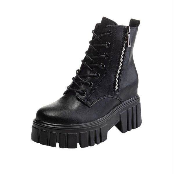 round toe lace-up ankle boots for women matte black platform inner heightening chunky high heels booties zipper concise swag
round toe lace-up ankle boots for women matte black platform inner heightening chunky high heels booties zipper concise swag