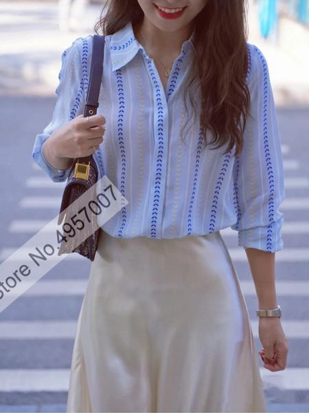 women's blouses & shirts elfbop lapel long sleeve silk contrast printing blouse shirt, White
women's blouses & shirts elfbop lapel long sleeve silk contrast printing blouse shirt, White