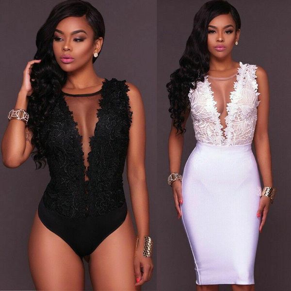 summer charming women lace transparent jumpsuit bodycon bodysuit leotard romper blouse sleeveless shirts, Black;white
summer charming women lace transparent jumpsuit bodycon bodysuit leotard romper blouse sleeveless shirts, Black;white
