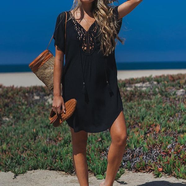 women's swimwear dresses vestidos sarong beach cover bikini swim cotton lace black up tunic summer beachwear suit bathing, White;black
women's swimwear dresses vestidos sarong beach cover bikini swim cotton lace black up tunic summer beachwear suit bathing, White;black