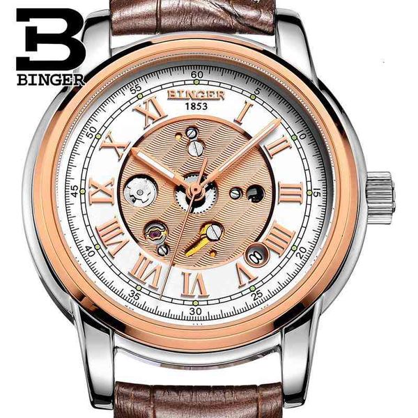 mechanical watch binger switzerland men's watches watertight complete gold leather band 1 year warranty clock b1159g-7, Slivery;brown
mechanical watch binger switzerland men's watches watertight complete gold leather band 1 year warranty clock b1159g-7, Slivery;brown