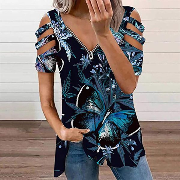 women's blouses & shirts vintage butterfly printed off shoulder womens casual v-neck zipper tank short sleeve loose ropa mujer, White
women's blouses & shirts vintage butterfly printed off shoulder womens casual v-neck zipper tank short sleeve loose ropa mujer, White
