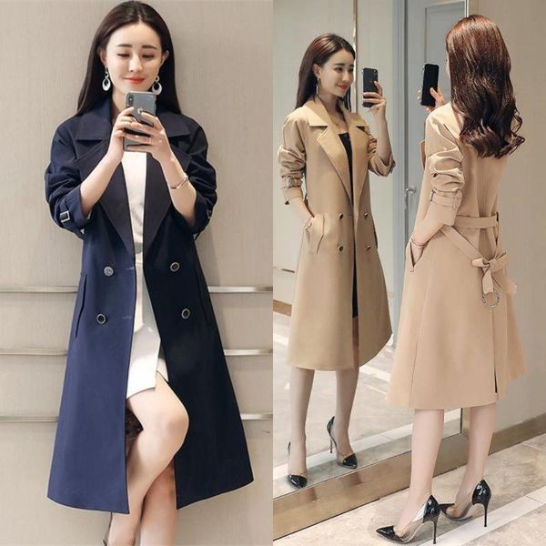 women's trench coats winter spring women casual double breasted coat office lady business windbreaker female long slim outerwears m40, Tan;black
women's trench coats winter spring women casual double breasted coat office lady business windbreaker female long slim outerwears m40, Tan;black