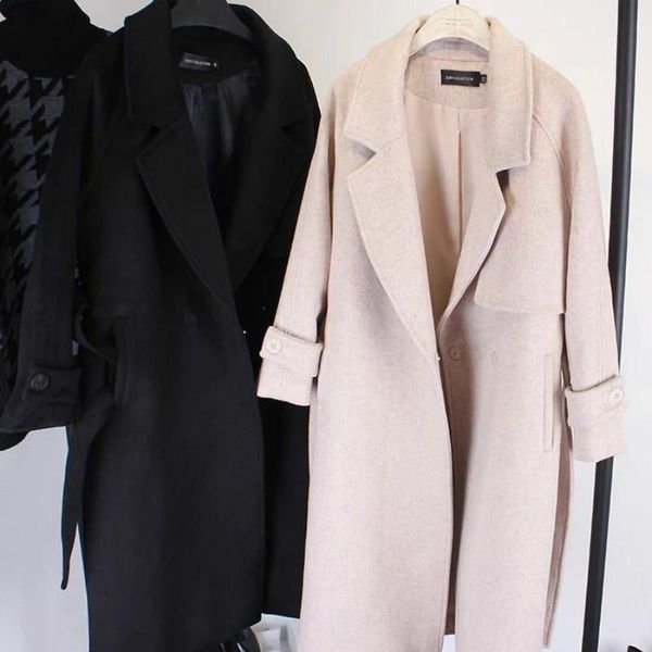 women's wool & blends autumn and winter korean style lace up slim woolen coat fashion mid-length straight trend, Black
women's wool & blends autumn and winter korean style lace up slim woolen coat fashion mid-length straight trend, Black