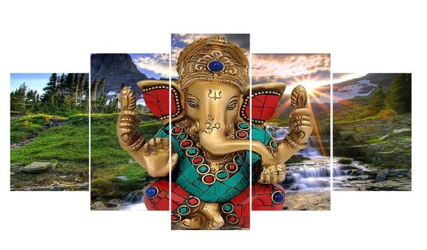 5pcs/set unframed modern wall art canvas hd painting india elephant ganesh god waterfall poster
5pcs/set unframed modern wall art canvas hd painting india elephant ganesh god waterfall poster