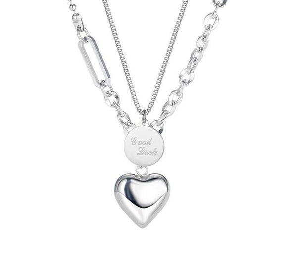 steel color heart-shaped titanium steel necklace popular good luck double layer sweater chain present for woman g375, Silver
steel color heart-shaped titanium steel necklace popular good luck double layer sweater chain present for woman g375, Silver