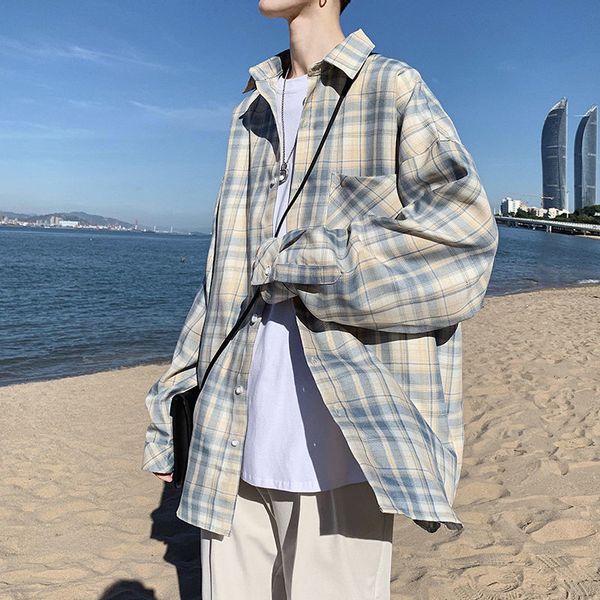 2021 new men's loose casual long sleeve youth shirts printing lattice fashion shirt streetwear camisa social masculina size -xl dg9t, White
2021 new men's loose casual long sleeve youth shirts printing lattice fashion shirt streetwear camisa social masculina size -xl dg9t, White