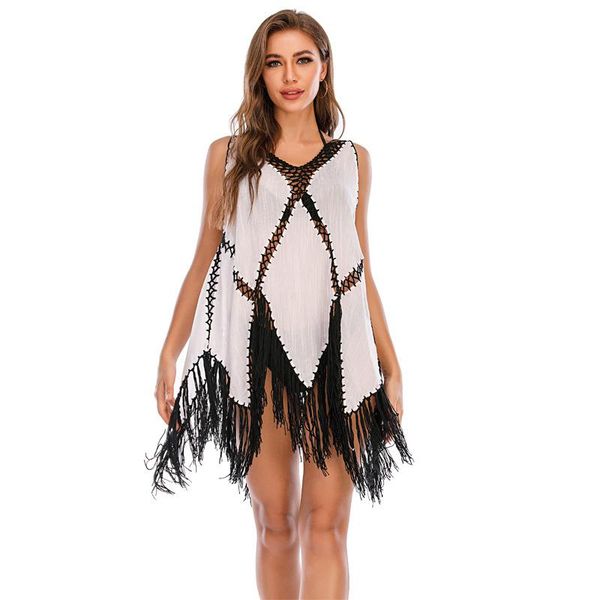 women's swimwear swimsuit cover summer beach skirt bikini casual loose fringe sun sunscreen, White;black
women's swimwear swimsuit cover summer beach skirt bikini casual loose fringe sun sunscreen, White;black