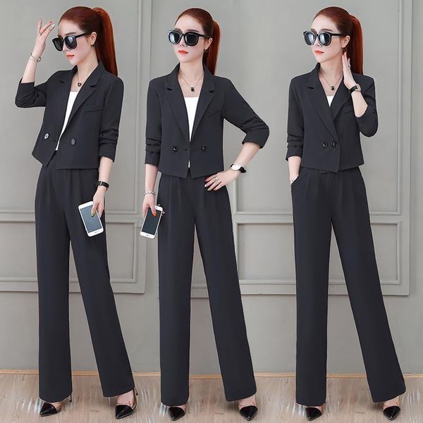 women's two piece pants spring fashion temperament suit jacket female two-piece sets straight, White
women's two piece pants spring fashion temperament suit jacket female two-piece sets straight, White