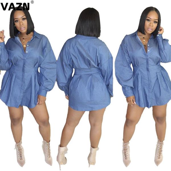 casual dresses vazn 2021 autumn lady blue solid mini dress lantern full sleeve turn-down collar young girl, Black;gray
casual dresses vazn 2021 autumn lady blue solid mini dress lantern full sleeve turn-down collar young girl, Black;gray