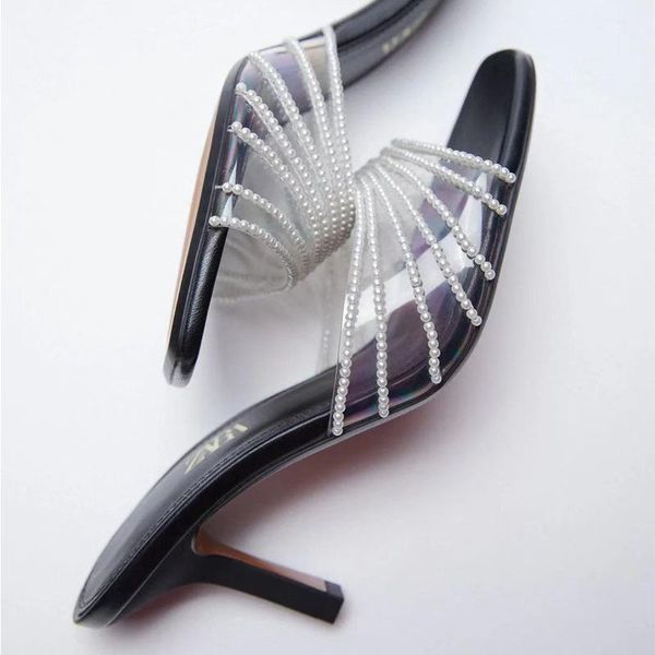 summer 2021 new women's shoes transparent glue crystal sandals pearl slides feminine fairy style thin heel, Black
summer 2021 new women's shoes transparent glue crystal sandals pearl slides feminine fairy style thin heel, Black