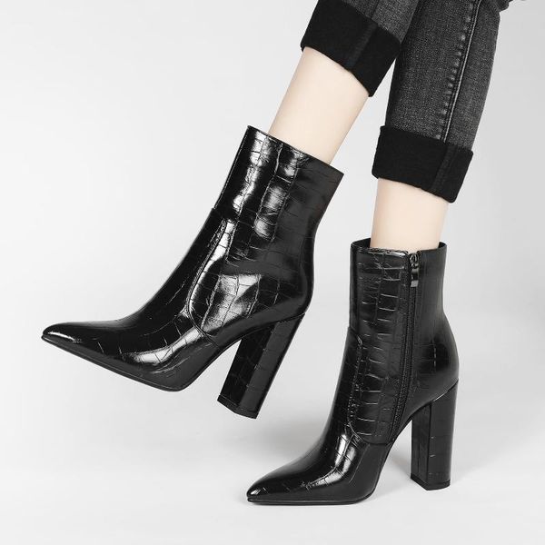boots short women's autumn and winter thick-heeled square toe high-heeled shoes nude zipper slimming, Black
boots short women's autumn and winter thick-heeled square toe high-heeled shoes nude zipper slimming, Black