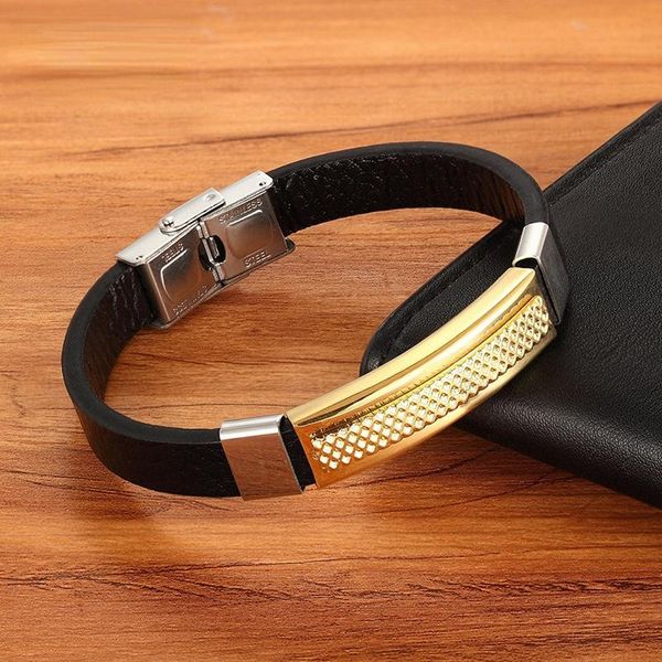 charm bracelets rectangular titanium steel multicolor accessories combination men's leather bracelet classic punk daily jewelry, Golden;silver
charm bracelets rectangular titanium steel multicolor accessories combination men's leather bracelet classic punk daily jewelry, Golden;silver