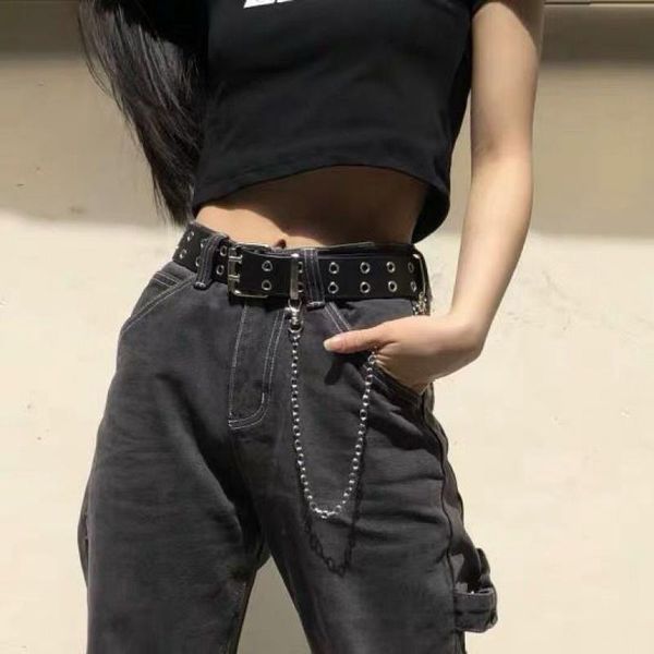belts women pu leather belt fashion punk chain adjustable double eyelet buckle waist jeans casual female decorative waistband, Black;brown
belts women pu leather belt fashion punk chain adjustable double eyelet buckle waist jeans casual female decorative waistband, Black;brown