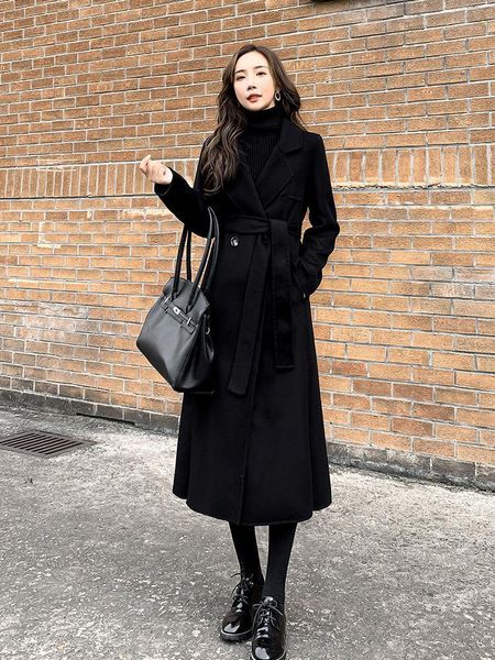 black women's autumn winter 2021 wool double faced fabric medium length cashmere coat woolen fashion & blends
black women's autumn winter 2021 wool double faced fabric medium length cashmere coat woolen fashion & blends