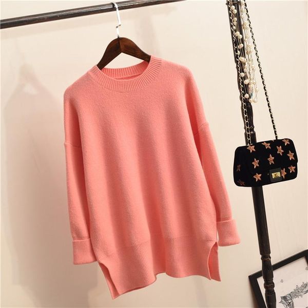 women's sweaters autumn and winter dress round collar sweater set loose pink thickening outside wear long-sleeved open fork, White;black
women's sweaters autumn and winter dress round collar sweater set loose pink thickening outside wear long-sleeved open fork, White;black