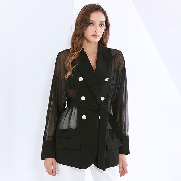 see through black jacket for women notched long sleeve lace up casual blazer female 2020 fashion new clothing tide, Black;brown
see through black jacket for women notched long sleeve lace up casual blazer female 2020 fashion new clothing tide, Black;brown