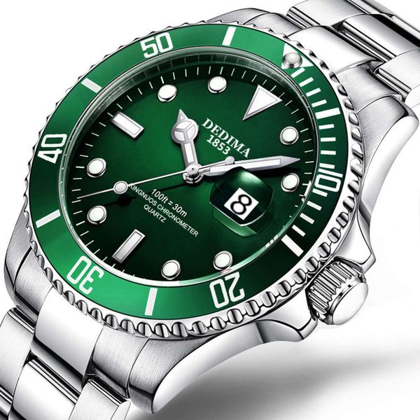 grade men's high detima green water ghost solid steel band butterfly button watch calendar waterproof luminous watch, Slivery;brown
grade men's high detima green water ghost solid steel band butterfly button watch calendar waterproof luminous watch, Slivery;brown