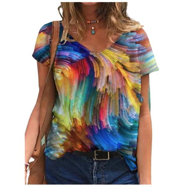 women's t-shirt fashion colorful abstract painting print summer t shirt women casual v-neck loose ladies plus size short sleeve tee sh, White
women's t-shirt fashion colorful abstract painting print summer t shirt women casual v-neck loose ladies plus size short sleeve tee sh, White
