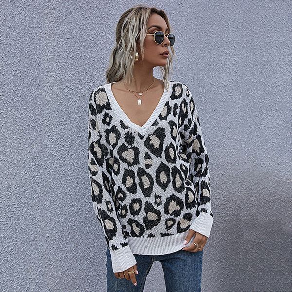 2021 new fashion leopard jumper autumn winter ladies knitted sweater women v-neck full sleeve pullovers ueaw, White;black
2021 new fashion leopard jumper autumn winter ladies knitted sweater women v-neck full sleeve pullovers ueaw, White;black
