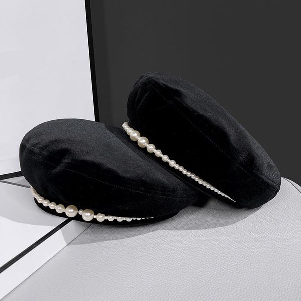 berets 2021 winter vintage pearl beret british velvet black soft comfortable warm painter hat beautiful birthday gift for women, Blue;gray
berets 2021 winter vintage pearl beret british velvet black soft comfortable warm painter hat beautiful birthday gift for women, Blue;gray