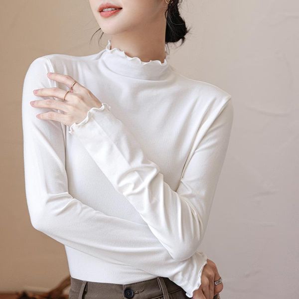 women's t-shirt wwenn women slim modal cotton tee shirt femme turtleneck ruched tshirt high elastic solid fall winter fashion pullovers, White
women's t-shirt wwenn women slim modal cotton tee shirt femme turtleneck ruched tshirt high elastic solid fall winter fashion pullovers, White