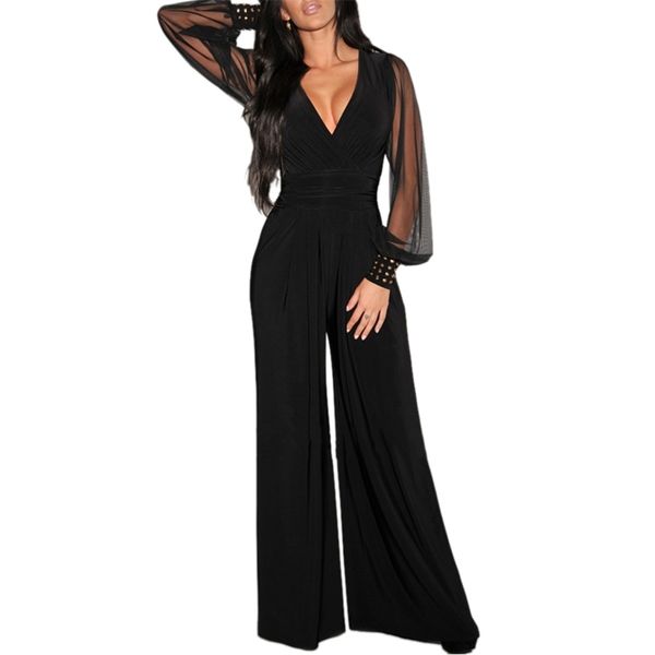 women v-neck black jumpsuit see-through mesh patchwork rompers elegant ladies office overalls clothes wide leg pants d30 210317, Black;white
women v-neck black jumpsuit see-through mesh patchwork rompers elegant ladies office overalls clothes wide leg pants d30 210317, Black;white