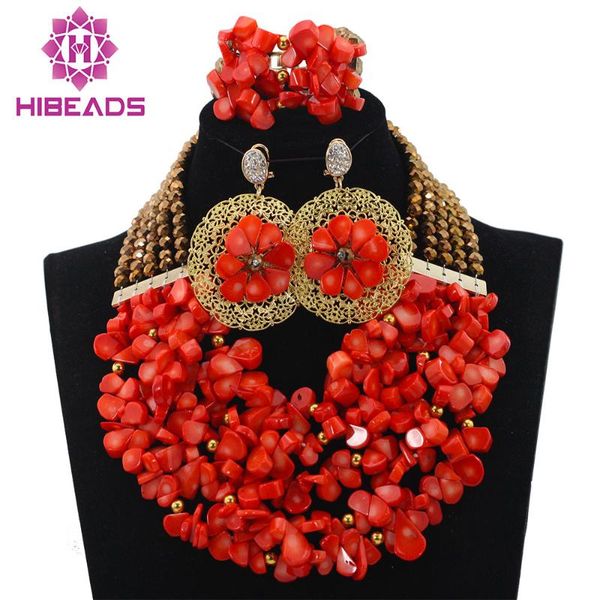 earrings & necklace orange coral beads set nigerian wedding african jewelry women gift hx567, Silver
earrings & necklace orange coral beads set nigerian wedding african jewelry women gift hx567, Silver
