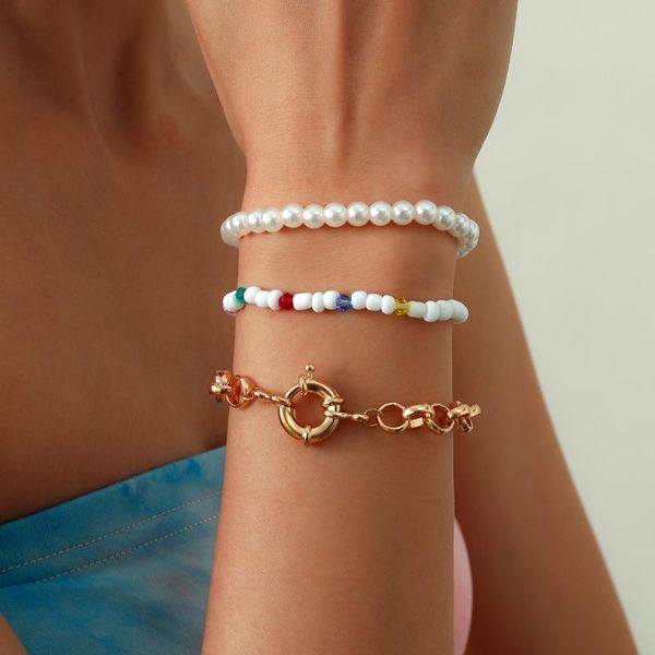 charm bracelets ingesight.z 3pcs/set imitation pearl beaded chain bangles multi layered link for women girls jewelry, Golden;silver
charm bracelets ingesight.z 3pcs/set imitation pearl beaded chain bangles multi layered link for women girls jewelry, Golden;silver
