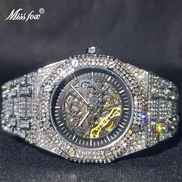 mechanical watch for men missfox full diamond luxury tourbillon skeleton watches aaa hip hop street automatic reloj wholesale, Slivery;brown
mechanical watch for men missfox full diamond luxury tourbillon skeleton watches aaa hip hop street automatic reloj wholesale, Slivery;brown
