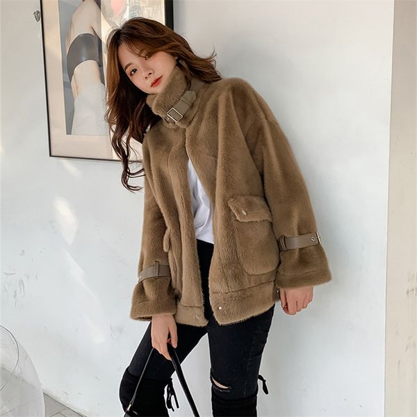 2021 winter thick warm faux double-faced jacket coat women korean loose stand collar zipper furry mink fur outerwear female mbvx, Black
2021 winter thick warm faux double-faced jacket coat women korean loose stand collar zipper furry mink fur outerwear female mbvx, Black