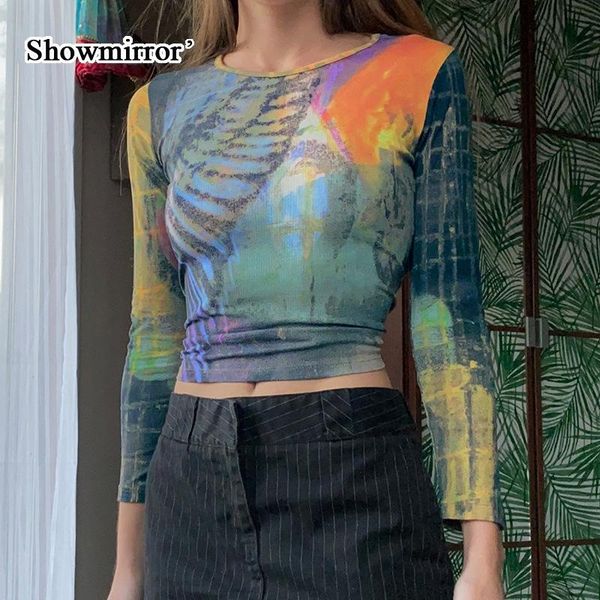 women's t-shirt showmirror retro tie dye print y2k t-shirts women techwear contrast patchwork o neck long sleeve autumn tee casual spri, White
women's t-shirt showmirror retro tie dye print y2k t-shirts women techwear contrast patchwork o neck long sleeve autumn tee casual spri, White