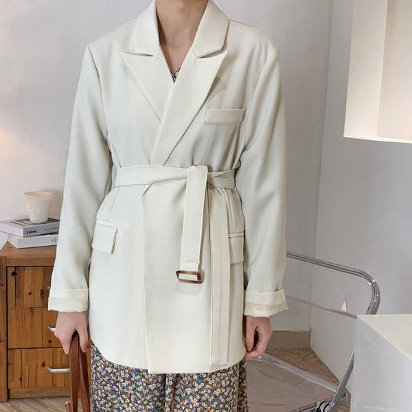 spring women's suit jacket chic white long-sleeve strap korean version loose casual blazer office lady female 210607, White;black
spring women's suit jacket chic white long-sleeve strap korean version loose casual blazer office lady female 210607, White;black